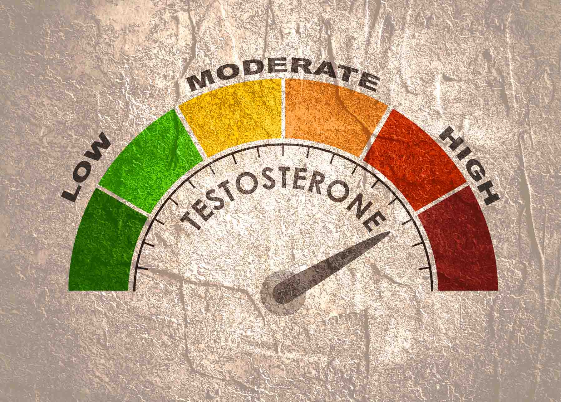 Hormone testosterone level measuring scale. Health care concept illustration.